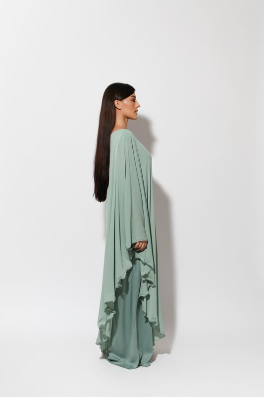 One shoulder chiffon maxi dress