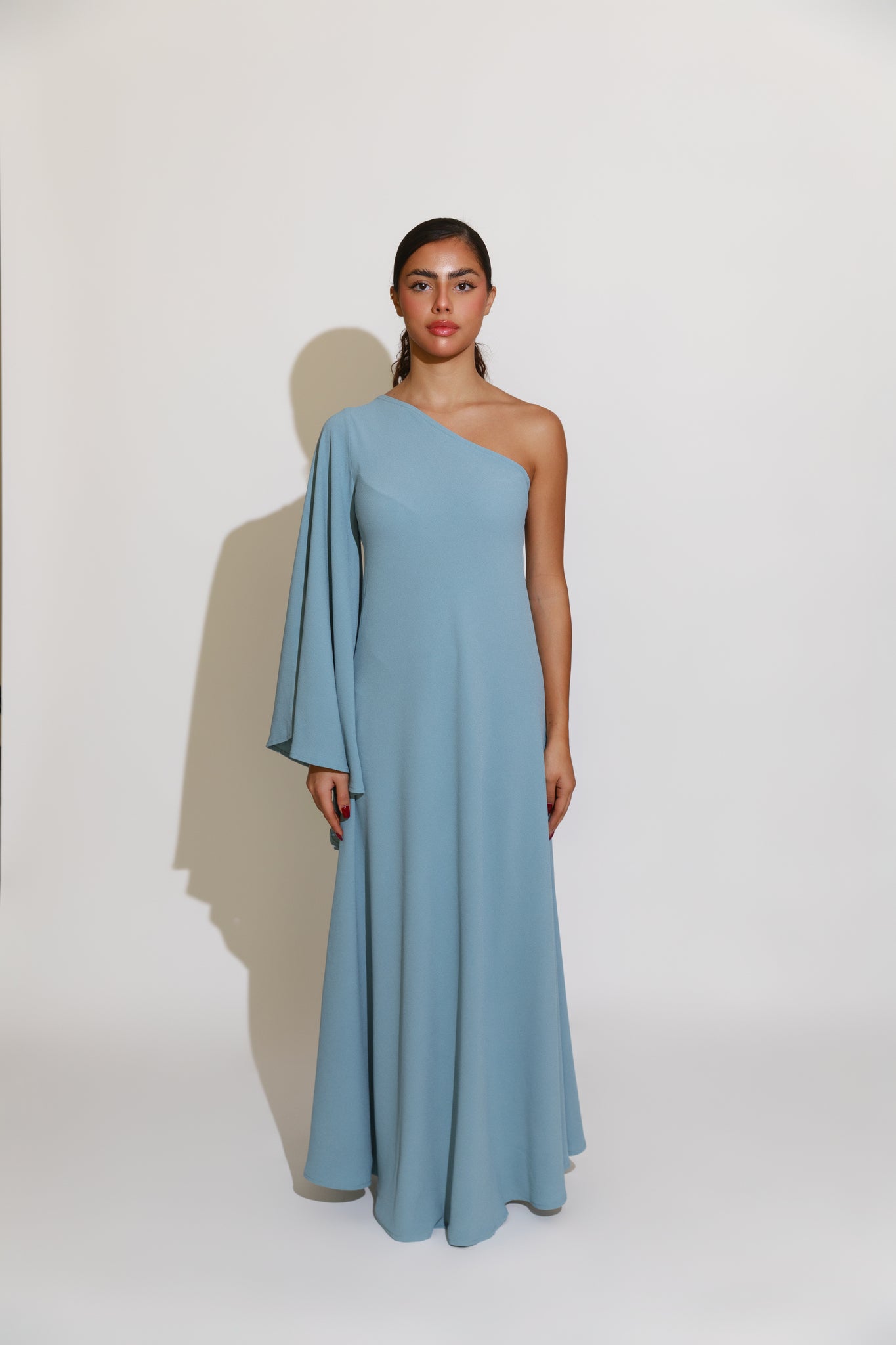 One Shoulder Crepe Dress – LOUA