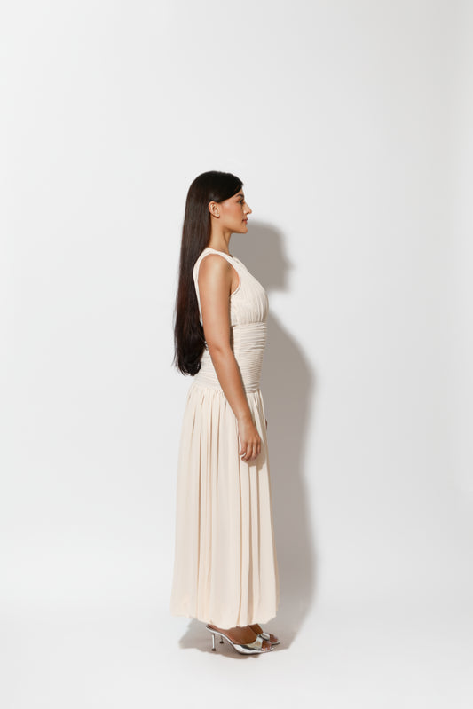 Pleated chiffon dress