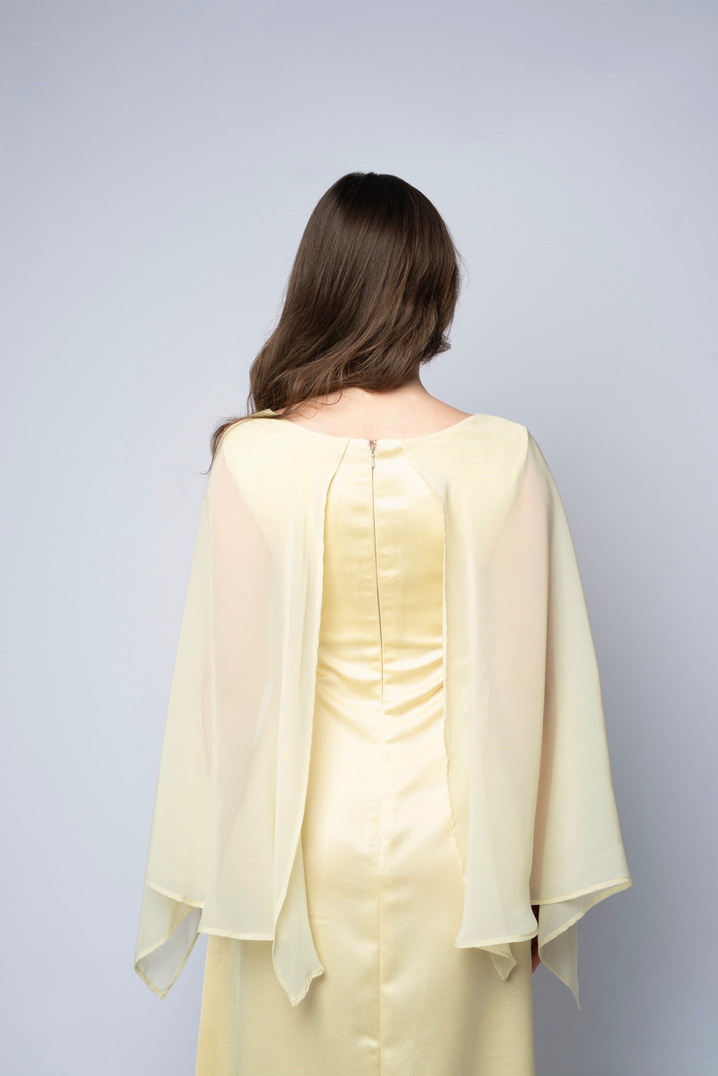 Chiffon Draped Cape Dress