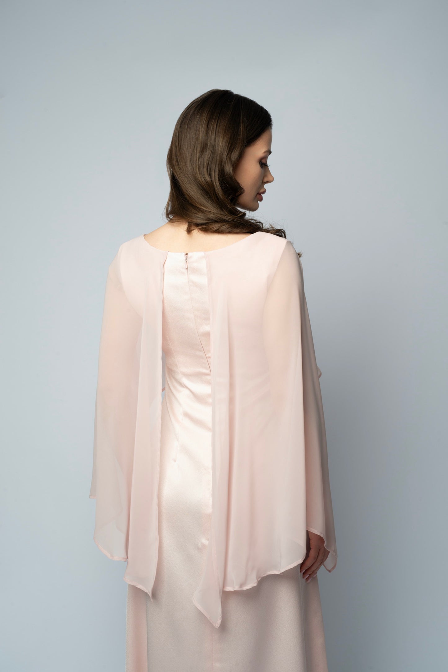 Chiffon Draped Cape Dress