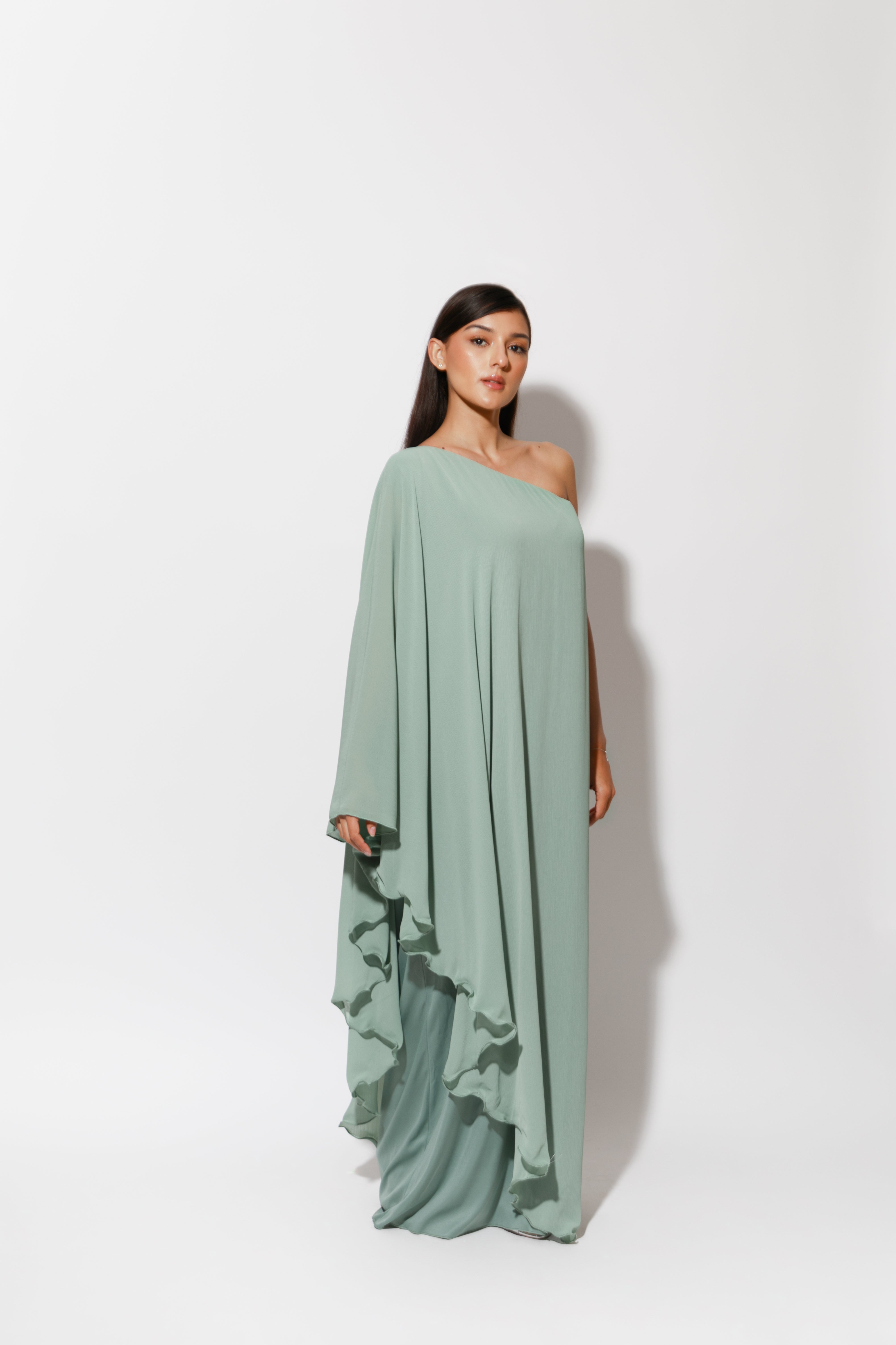 One Shoulder Chiffon Maxi Dress – LOUA