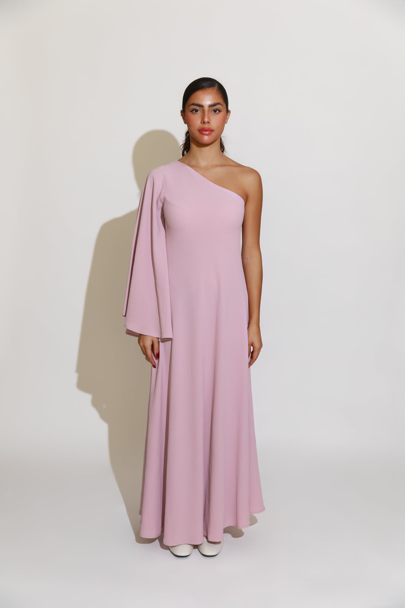One Shoulder Crepe Dress – LOUA