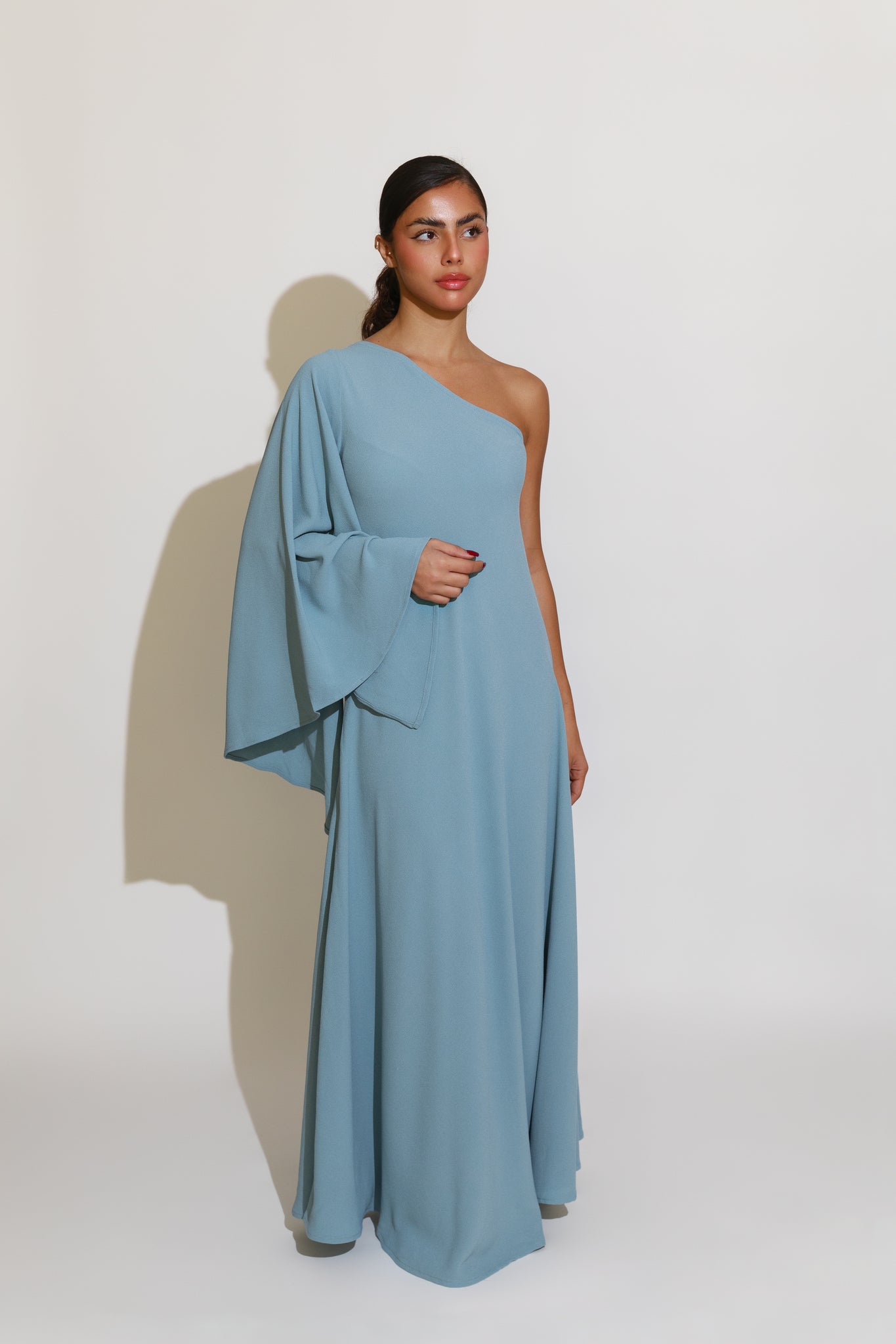 aqua one shoulder crepe dress Aqua One-shoulder Ruffle Scuba Crepe Dress