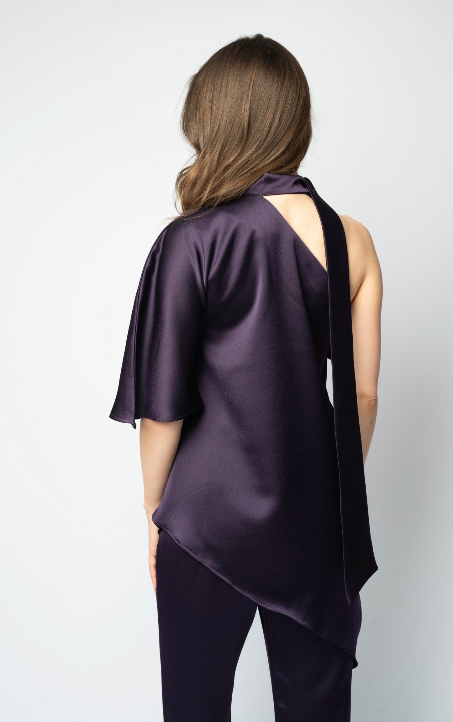 One Shoulder Crepe Two Piece Set